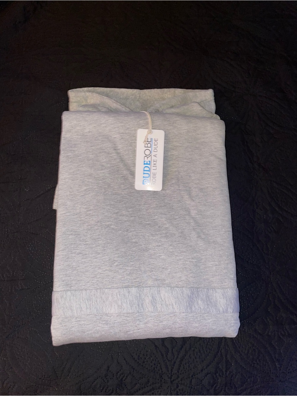 Men's Light Gray Hooded Plush Robe with Belt - Picture 4 of 11